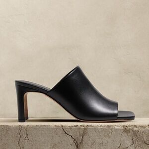NIB Banana Republic Lucca Leather Square Toe Mule Heels Black Size 10.5
